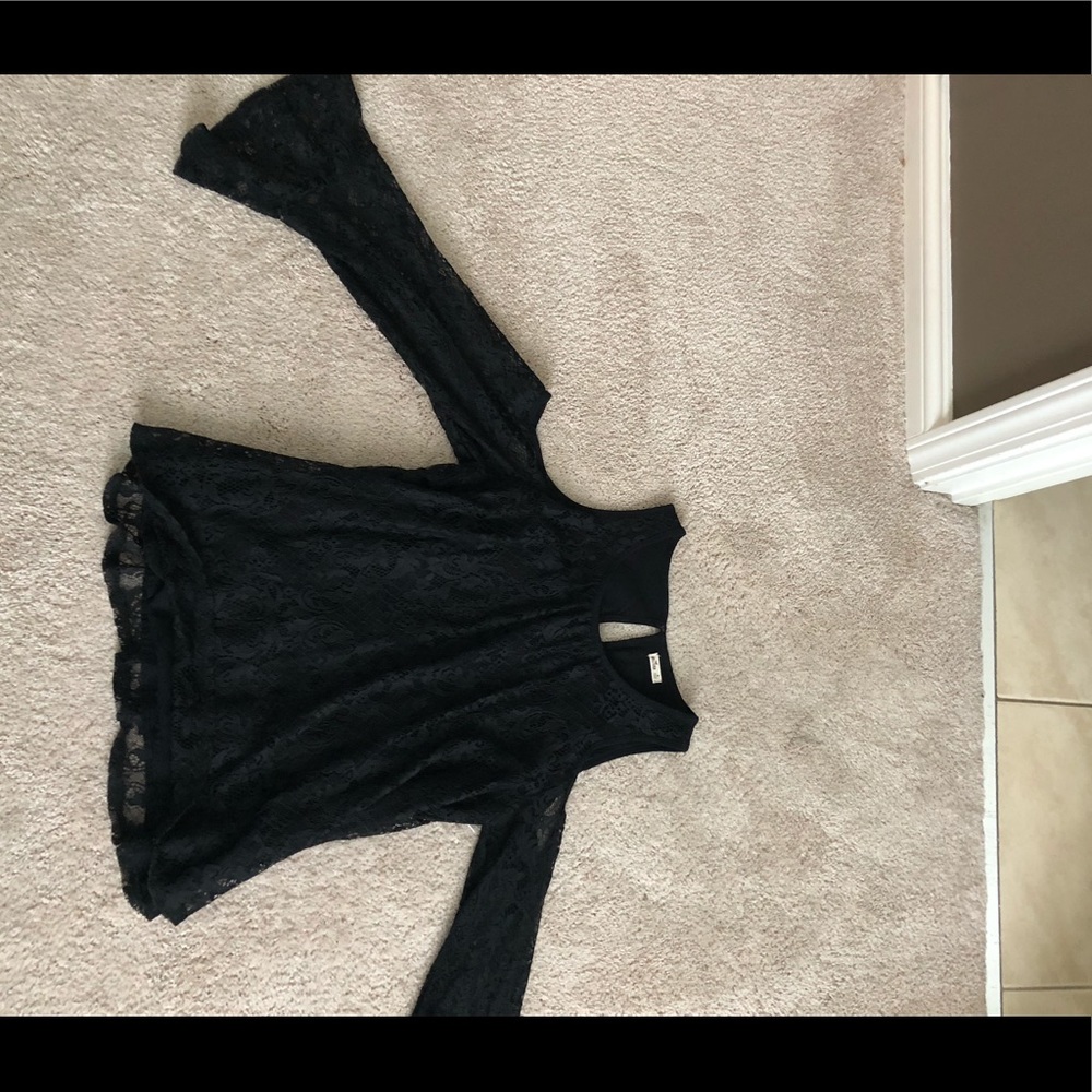 Black lace cold shoulder top